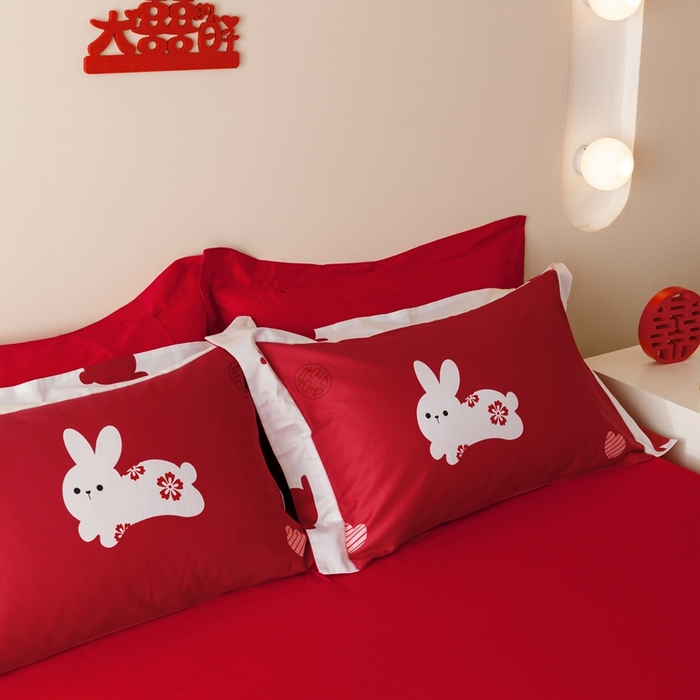 91家纺网 家纺一手货源 找家纺 用心 2023新款长绒棉婚庆四件套家居 奶糖