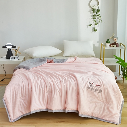 中国龙 2023泡泡夏凉被空调被夏被薄款被子学生宿舍简约风被褥舒适春夏 粉色