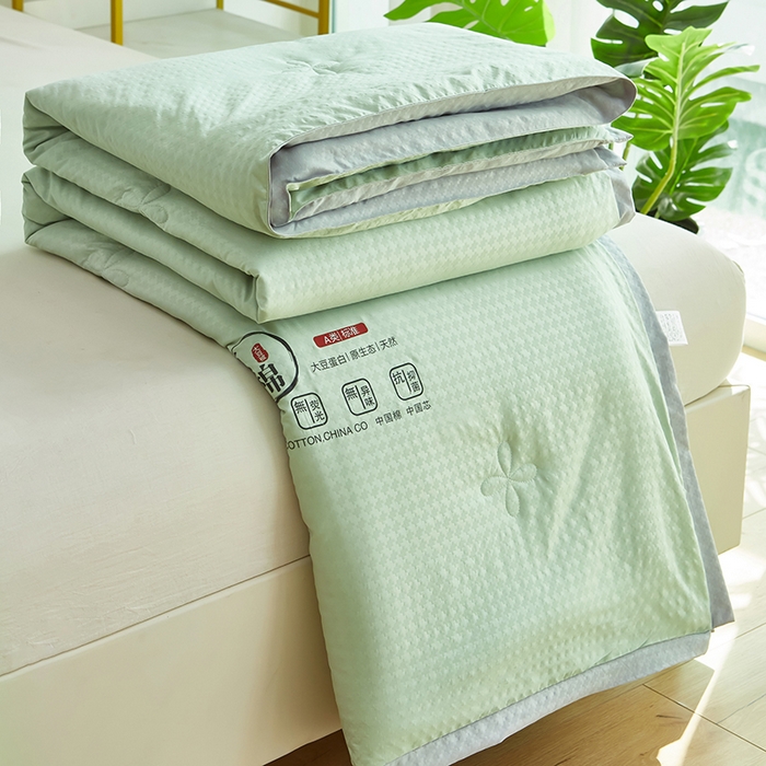 91家纺网 家纺一手货源 找家纺 中国龙 2023泡泡夏凉被空调被夏被薄款被子学生宿舍简约风被褥舒适春夏 绿色