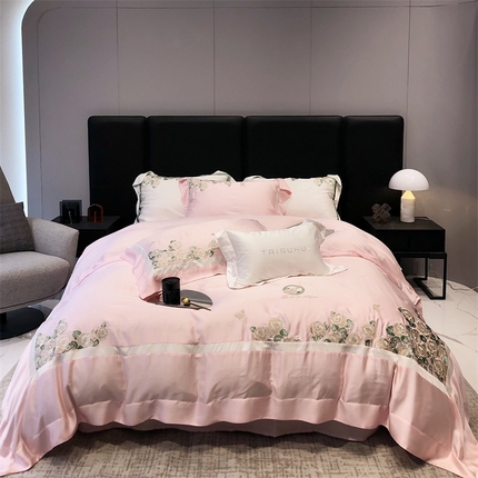 太古汇 2023新款兰精天丝玫瑰庄园系列四件套 玫瑰庄园-粉色