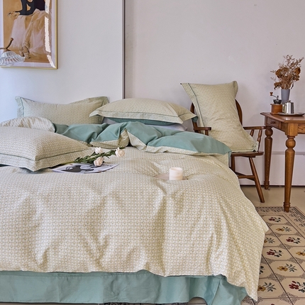 91家纺网 家纺一手货源 找家纺 （总）由丽 2025新款4月美式全棉铂金柔棉床单床笠款印花四件套被套放缩水