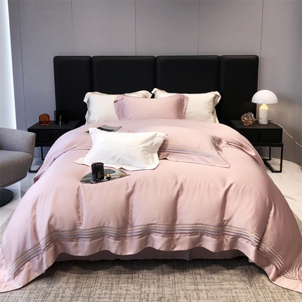 91家纺网 家纺一手货源 找家纺 太古汇2023新款兰精天丝“蔚蓝”系列 蔚蓝-粉