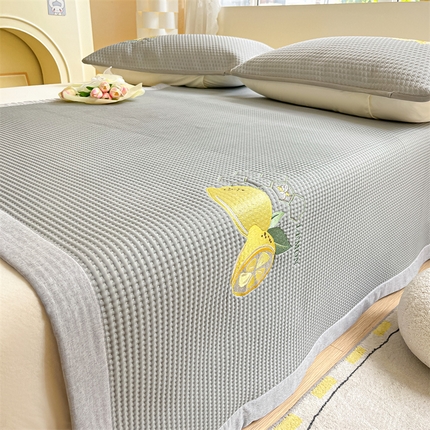 鑫钰 2023新款凉感豆豆冰丝凉席 冰柠檬-华夫格灰（床席款）