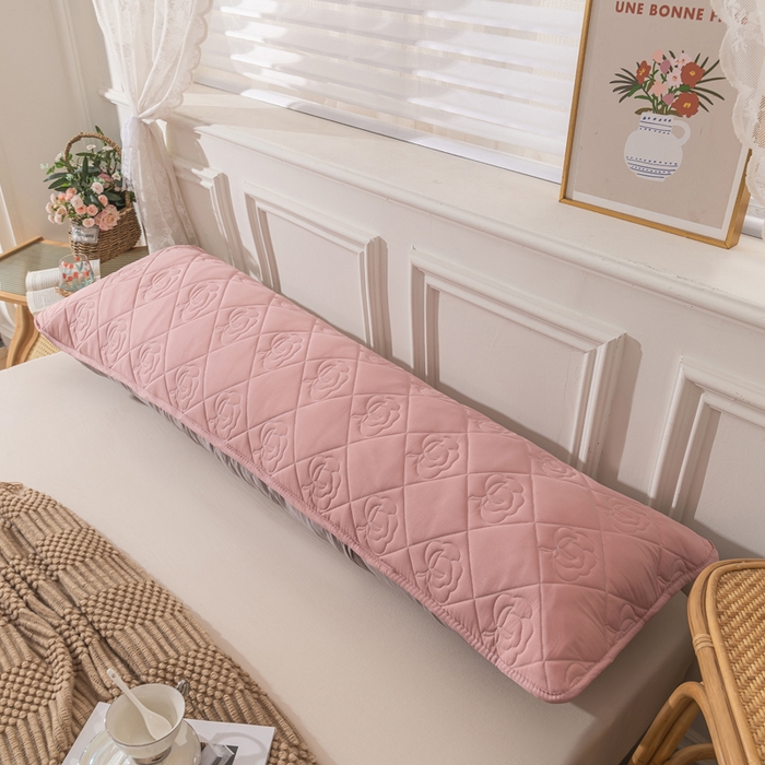 91家纺网 家纺一手货源 找家纺 新款水洗棉麻单人夹棉枕头套大豆纤维双人枕套 胭脂粉