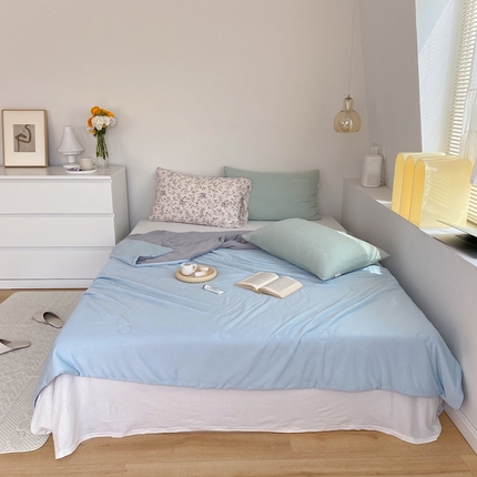 西西家居 2023新款纯色凉感丝夏被 婴儿蓝
