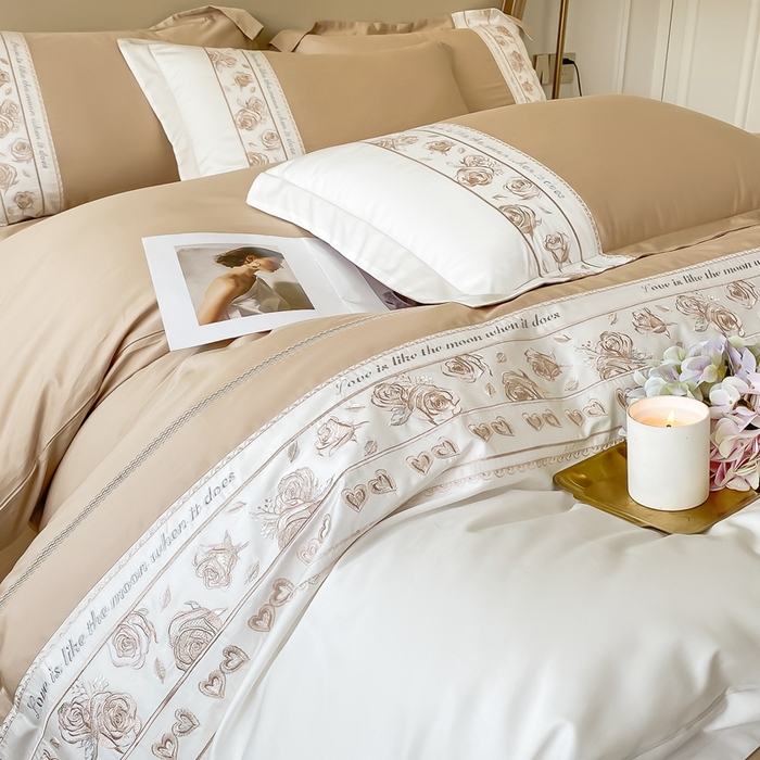 91家纺网 家纺一手货源 找家纺 魅都100阿克苏长绒棉刺绣四件套--雅颜系列 雅颜-香槟金