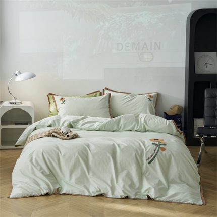 91家纺网 家纺一手货源 找家纺 （总）名品优仓2023新款毛巾绣撞色荷叶边四件套