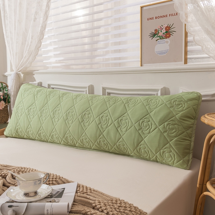 91家纺网 家纺一手货源 找家纺 新款水洗棉麻夹棉枕头套大豆纤维双人枕套 牛油果绿