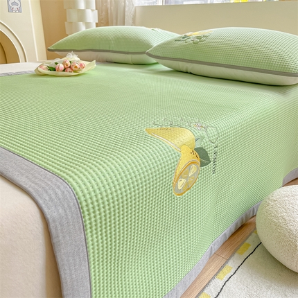 鑫钰 2023新款凉感豆豆冰丝凉席 冰柠檬-华夫格绿（床席款）