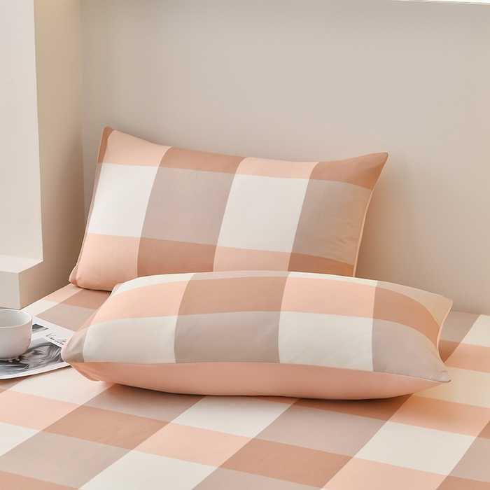 91家纺网 家纺一手货源 找家纺 家贝爱2023款A类母婴亲肤水洗棉床笠 粉玉大格