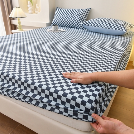 91家纺网 家纺一手货源 找家纺 家贝爱2023款A类母婴亲肤水洗棉床笠 复古兰格