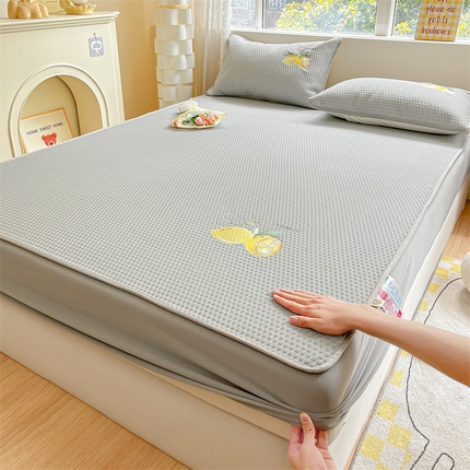 鑫钰 2023新款凉感豆豆冰丝凉席 冰柠檬-冰豆豆灰（床笠款）