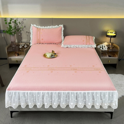 91家纺网 家纺一手货源 找家纺 宜凡-2024新款A类蜂巢冰柠凉席床笠款三件套 简爱 柔玉