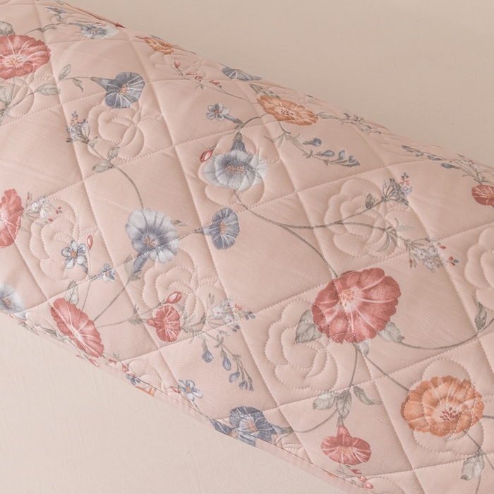 91家纺网 家纺一手货源 找家纺 梦舒羽 2025新款水洗棉麻单人夹棉枕头套大豆纤维双人枕套 牵牛花