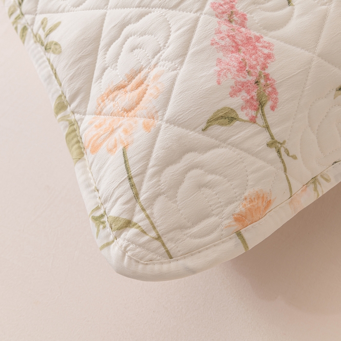 91家纺网 家纺一手货源 找家纺 梦舒羽2025新款水洗棉麻单人夹棉枕头套大豆纤维双人枕套 繁花似锦