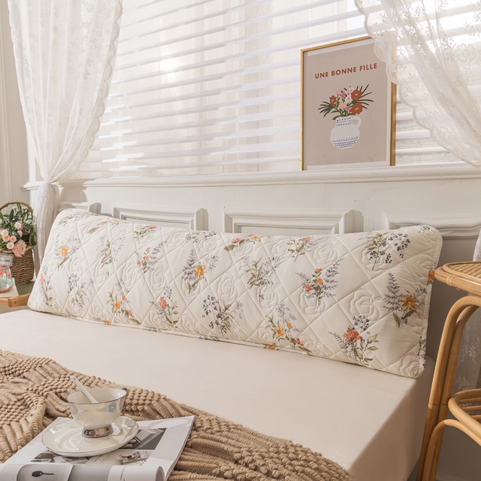 91家纺网 家纺一手货源 找家纺 梦舒羽 2025新款水洗棉麻单人夹棉枕头套大豆纤维双人枕套 花海