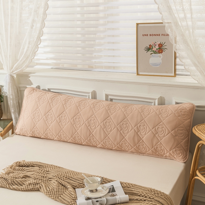 91家纺网 家纺一手货源 找家纺 梦舒羽 2025新款水洗棉麻单人夹棉枕头套大豆纤维双人枕套 香槟色