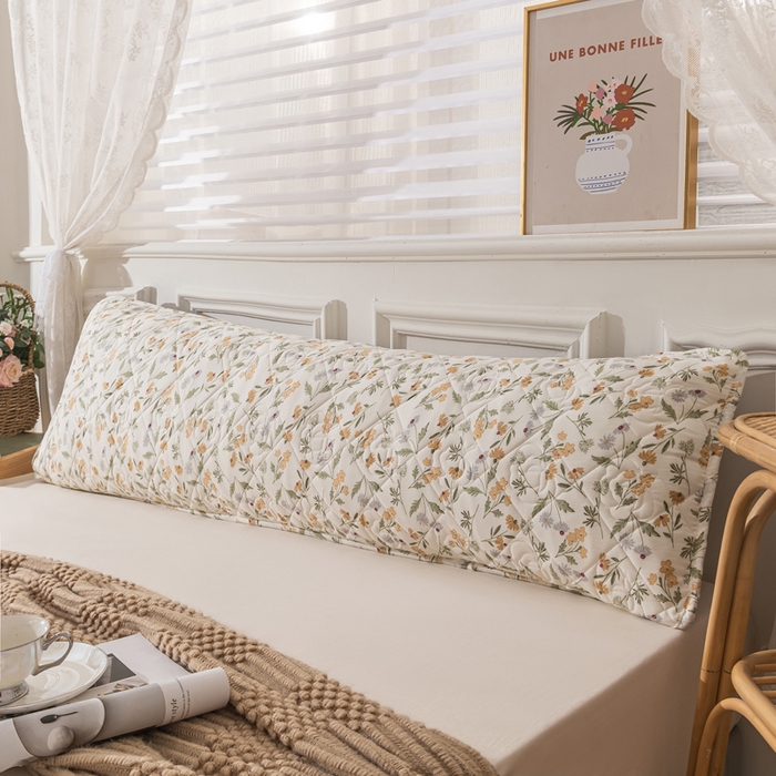 91家纺网 家纺一手货源 找家纺 梦舒羽 2025新款水洗棉麻单人夹棉枕头套大豆纤维双人枕套 小碎花