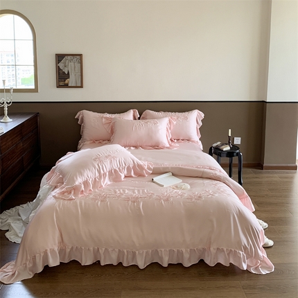 91家纺网 家纺一手货源 找家纺 （总）若未 2023新款法式兰精天丝法式绣花四件套