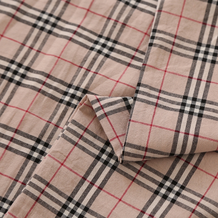 91家纺网 家纺一手货源 找家纺 锦绣万家2023新款色织水洗棉格子双人枕套 宝丽格小咖