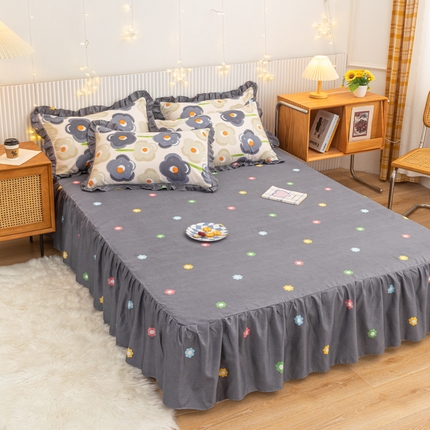 莎臣豹2025新款水洗磨毛活性印花植物羊绒单床裙 太阳花