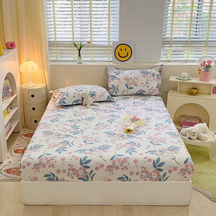 91家纺网 家纺一手货源 找家纺 铭成 2024新款全棉小清新印花四件套系列单品床笠 天意美