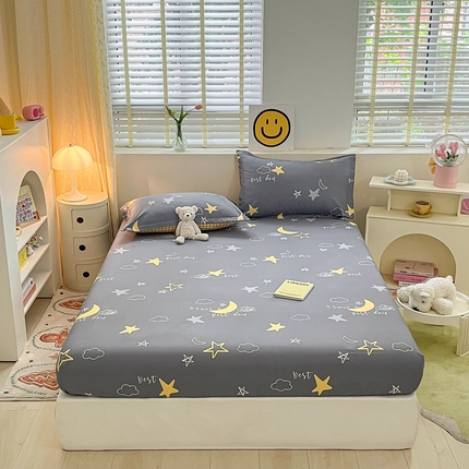 91家纺网 家纺一手货源 找家纺 铭成 2024新款全棉小清新印花四件套系列单品床笠 月光旅程