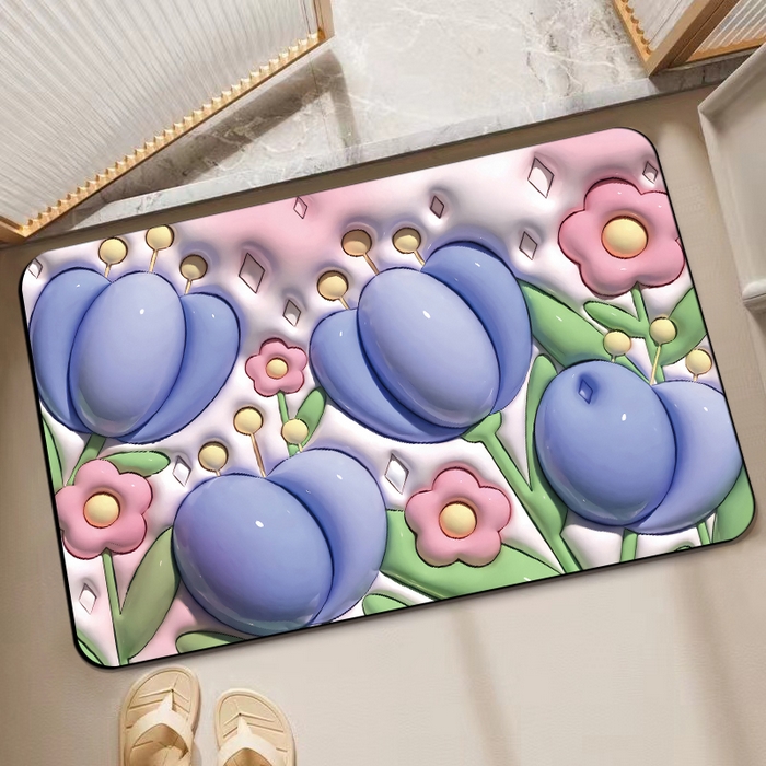 91家纺网 家纺一手货源 找家纺 卡初 2023新款膨胀硅藻泥系列地垫风格2 凹凸世界-蝴蝶兰