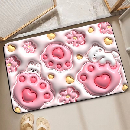 91家纺网 家纺一手货源 找家纺 卡初 2023新款膨胀硅藻泥系列地垫风格2 凹凸花园-猫爪