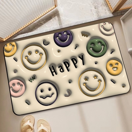 91家纺网 家纺一手货源 找家纺 卡初 2023新款膨胀硅藻泥系列地垫风格2 膨胀气泡-笑脸