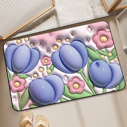 91家纺网 家纺一手货源 找家纺 卡初 2023新款膨胀硅藻泥系列地垫风格2 凹凸世界-蝴蝶兰