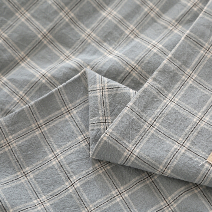 91家纺网 家纺一手货源 找家纺 锦绣万家 2023新款色织水洗棉格子枕套 小布丁蓝