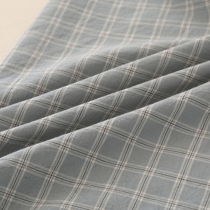 91家纺网 家纺一手货源 找家纺 锦绣万家 2023新款色织水洗棉格子枕套 小布丁蓝