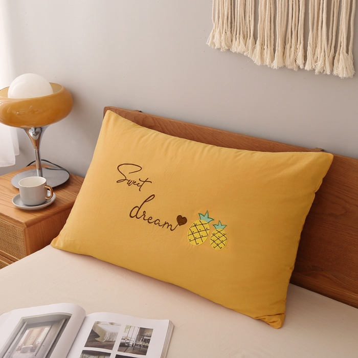 91家纺网 家纺一手货源 找家纺 （总）锦绣万家  2023新款色织水洗棉绣花枕套