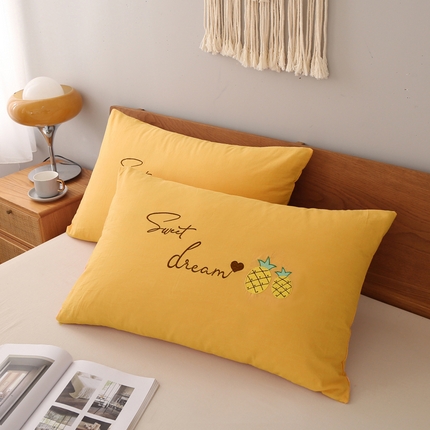 91家纺网 家纺一手货源 找家纺 锦绣万家  2023新款色织水洗棉绣花枕套 菠萝