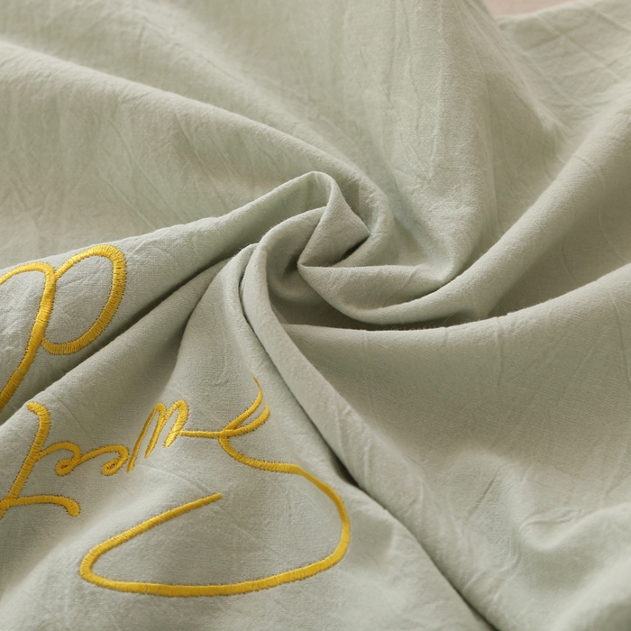 91家纺网 家纺一手货源 找家纺 锦绣万家  2023新款色织水洗棉绣花枕套 牛油果