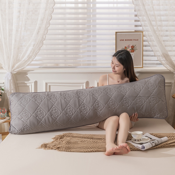 91家纺网 家纺一手货源 找家纺 梦舒羽  2025新款水洗棉麻单人夹棉枕头套大豆纤维双人枕套 月灰