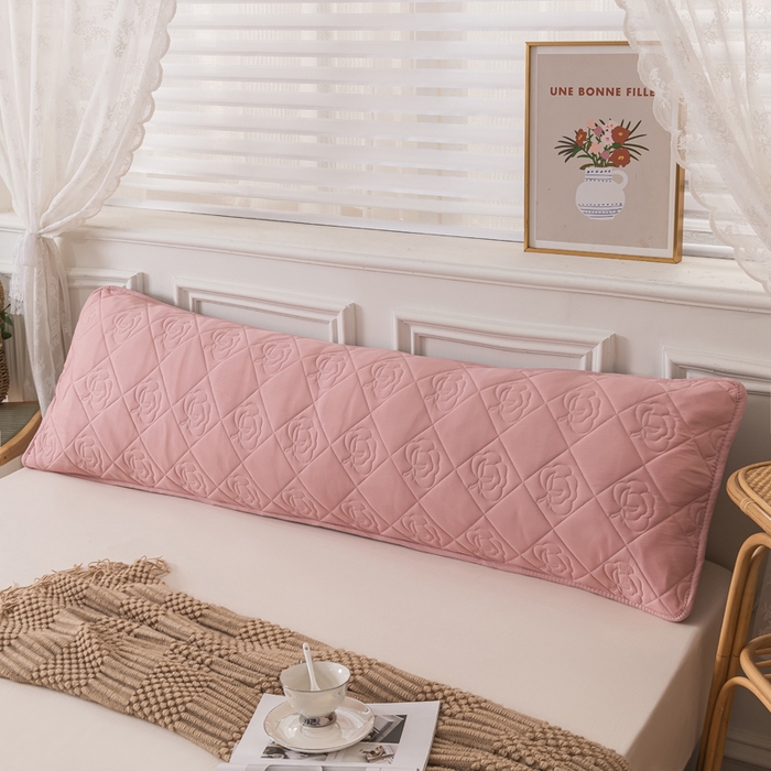 91家纺网 家纺一手货源 找家纺 梦舒羽  2025水洗棉麻单人夹棉枕头套大豆纤维双人枕套 胭脂粉