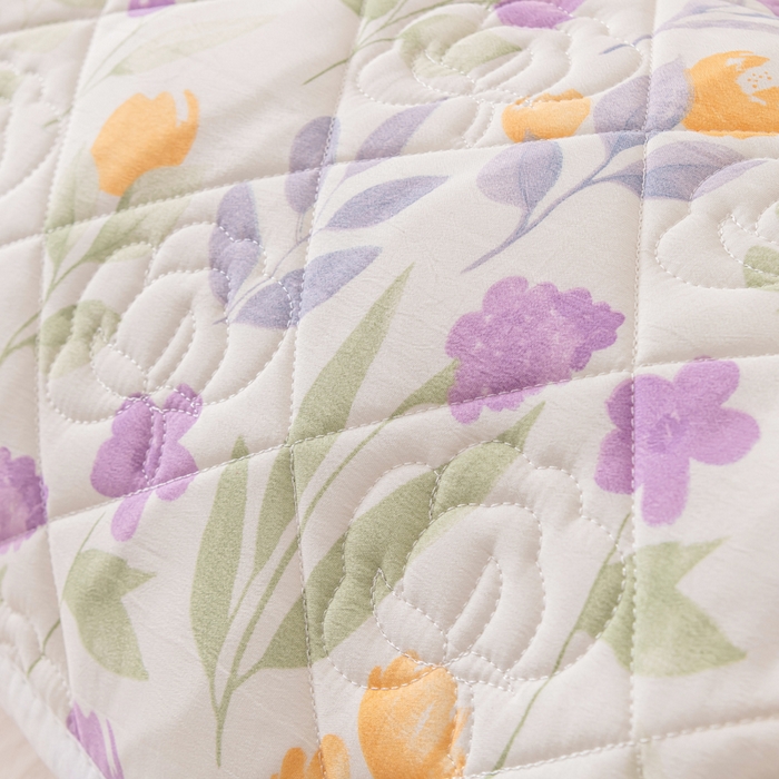 91家纺网 家纺一手货源 找家纺 梦舒羽2025水洗棉麻单人夹棉枕头套大豆纤维双人枕套爱的花海-紫