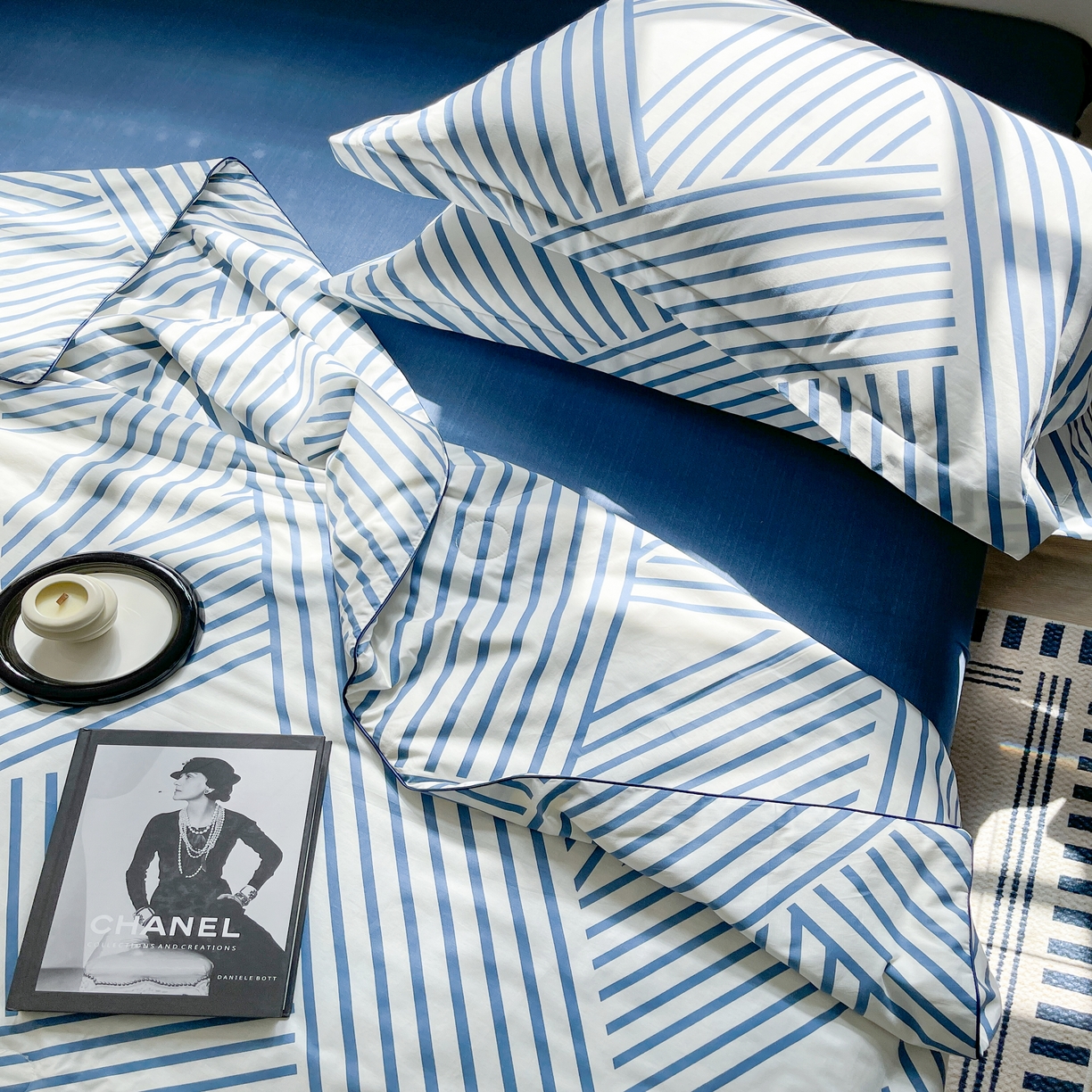 91家纺网 家纺一手货源 找家纺 柚子YOUTH 2023新款全棉夏被四件套 休闲条纹