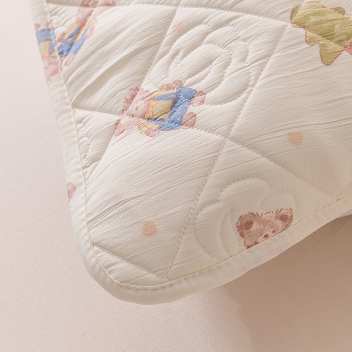 91家纺网 家纺一手货源 找家纺 梦舒羽2025新款水洗棉麻单人夹棉枕头套大豆纤维双人枕套 童话乐园