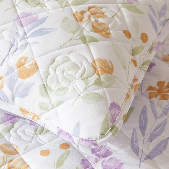 91家纺网 家纺一手货源 找家纺 梦舒羽2025水洗棉麻单人夹棉枕头套大豆纤维双人枕套爱的花海-紫