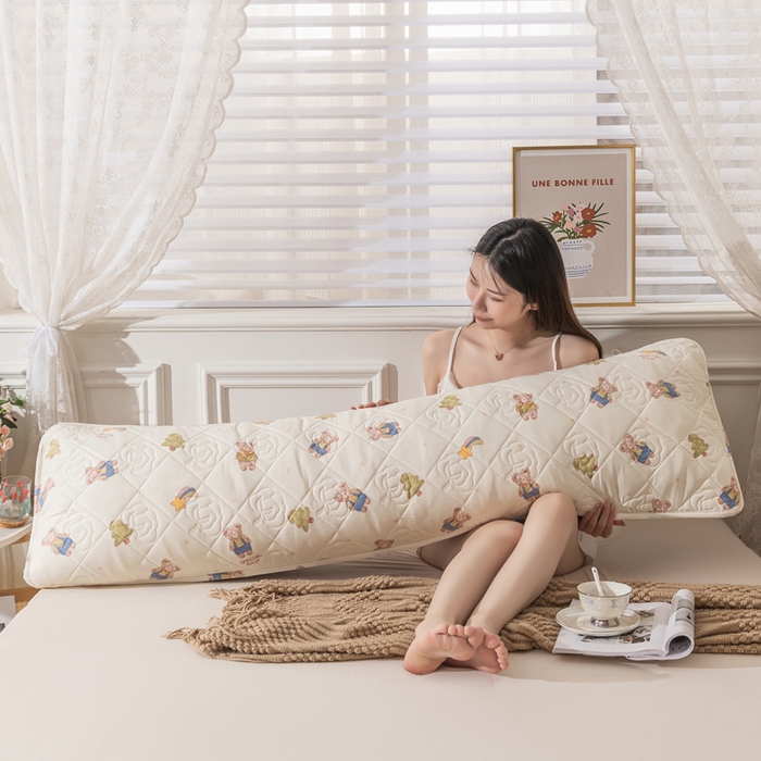 91家纺网 家纺一手货源 找家纺 梦舒羽2025新款水洗棉麻单人夹棉枕头套大豆纤维双人枕套 童话乐园