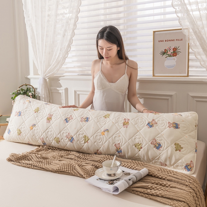 91家纺网 家纺一手货源 找家纺 梦舒羽2025新款水洗棉麻单人夹棉枕头套大豆纤维双人枕套 童话乐园