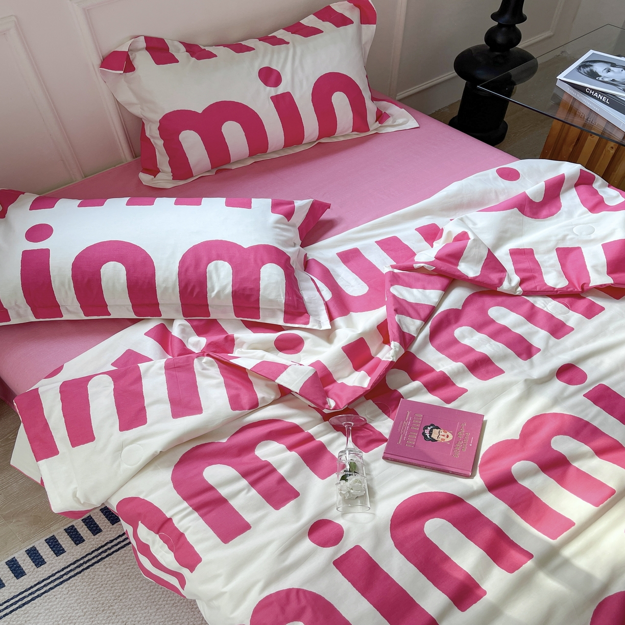 91家纺网 家纺一手货源 找家纺 柚子YOUTH 2023新款全棉夏被四件套 粉色回忆