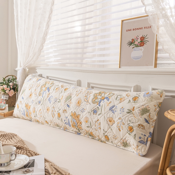 91家纺网 家纺一手货源 找家纺 梦舒羽 2025新款水洗棉麻单人夹棉枕头套大豆纤维双人枕套 太阳花