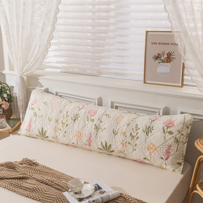 91家纺网 家纺一手货源 找家纺 梦舒羽2025新款水洗棉麻单人夹棉枕头套大豆纤维双人枕套 繁花似锦