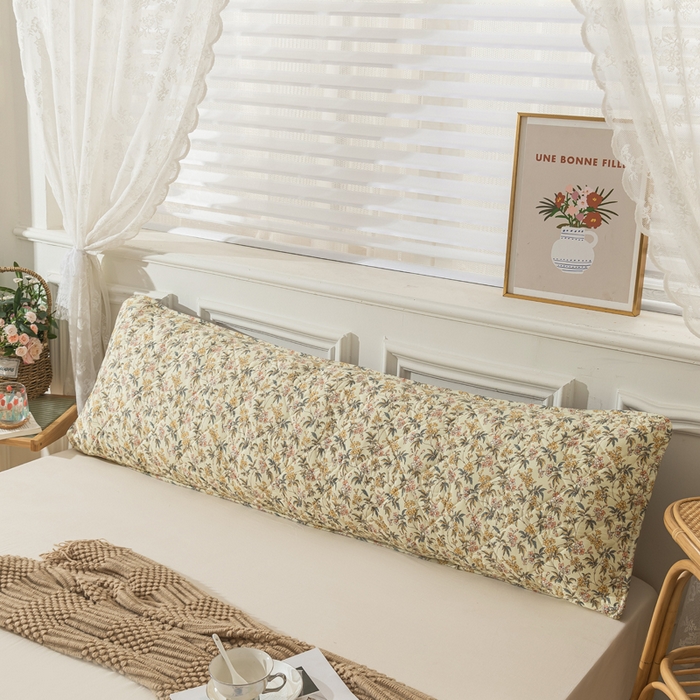 91家纺网 家纺一手货源 找家纺 梦舒羽  2025新款水洗棉麻单人夹棉枕头套大豆纤维双人枕套 繁花