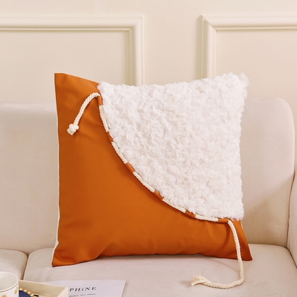 91家纺网 家纺一手货源 找家纺 恋佳居 2023新款抱枕套系列 兔毛贴布橘色