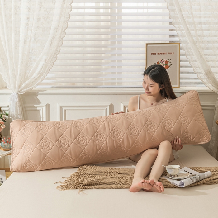 91家纺网 家纺一手货源 找家纺 梦舒羽 2025新款水洗棉麻单人夹棉枕头套大豆纤维双人枕套 香槟色